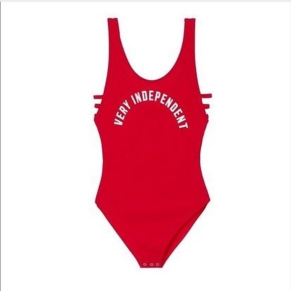 PINK Victoria's Secret Tops - VS PINK Very Independent Red Cotton Bodysuit